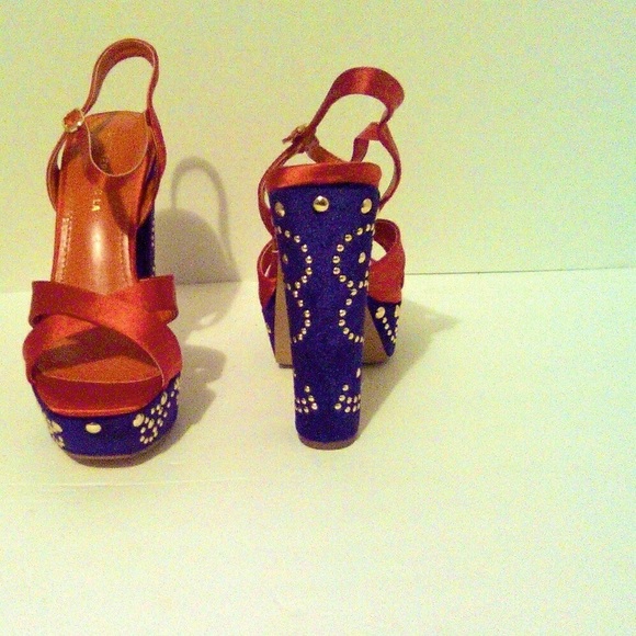 Orange Studded Heels - Picture 7 of 8